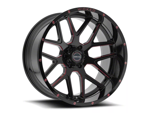 WICKED-OFFROAD W909 GLOSS BLACK RED TINT 20X10 6X5.5 -24 +87.1