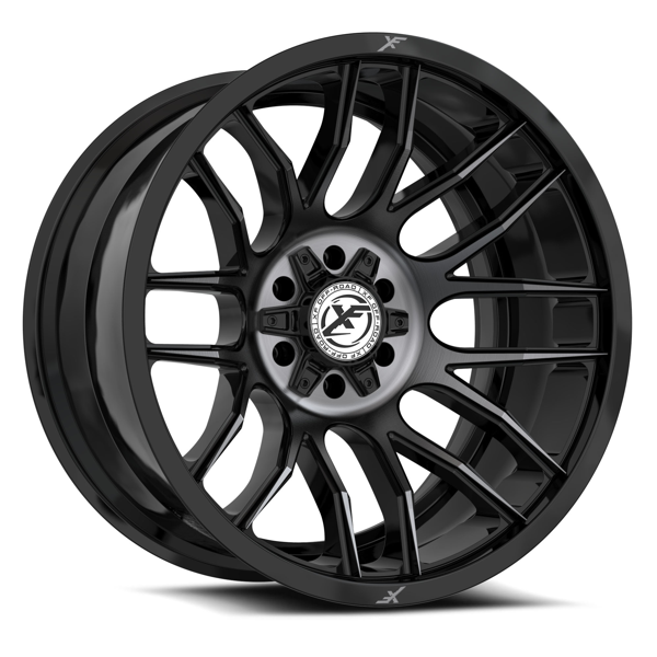 XF OFF-ROAD XF-232 GLOSS BLACK & MACHINED TITANIUM DOUBLE DARK 20X10 8X6.5/8X170 -24 +125.2 *NC*