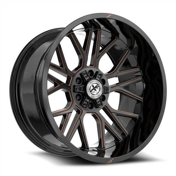 XF OFF-ROAD XF-235 GLOSS BLACK & BRONZE MILLED 22X12 5X127/5X139.7 -44 +78.1 *NC*