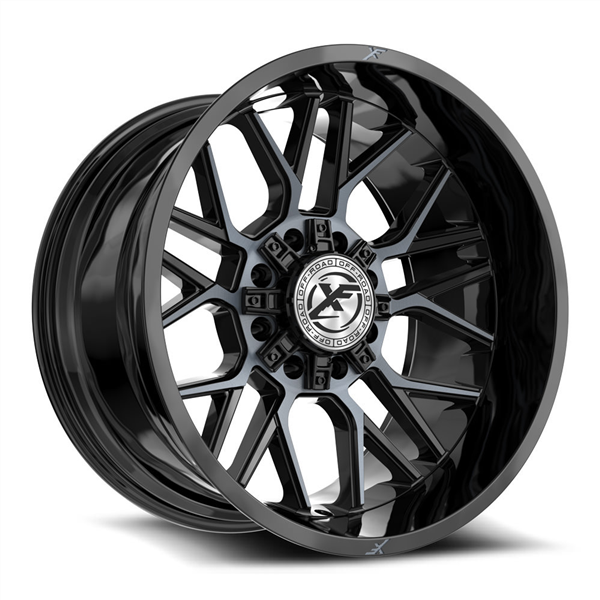 XF OFF-ROAD XF-235 GLOSS BLACK & MACHINED TDD TINT 22X12 8X165.1/8X170 -44 +125.2 *NC*
