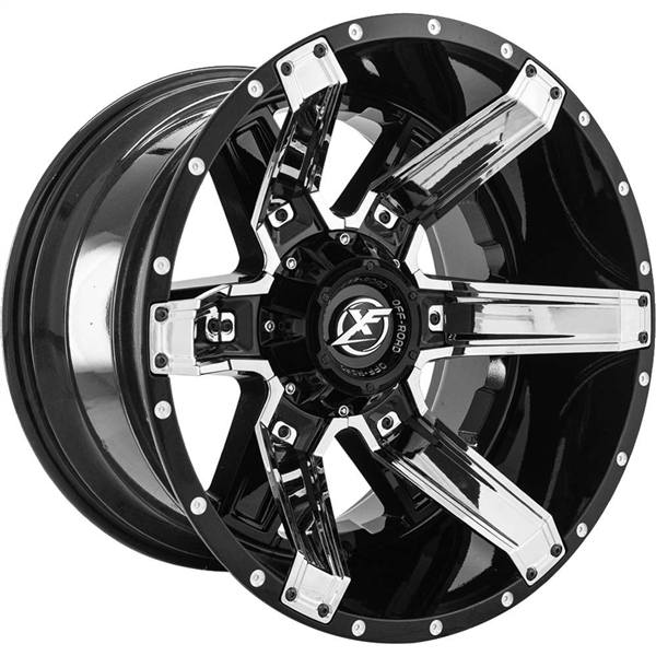 XF OFFROAD-XF214 GLOSS BLACK/CHROME INSERTS 20X9.0 8X6.5/8X170 +12 +125.2