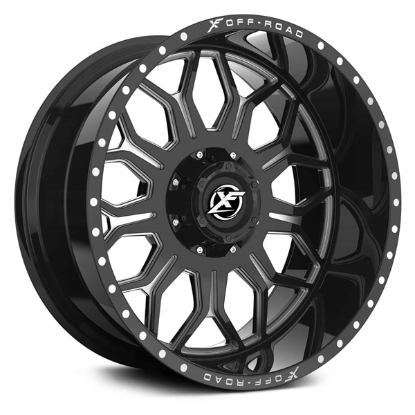 XF OFFROAD-XF227 GLOSS BLACK/MILLED 20X12 5X4.5/5X127 -44 +78.1