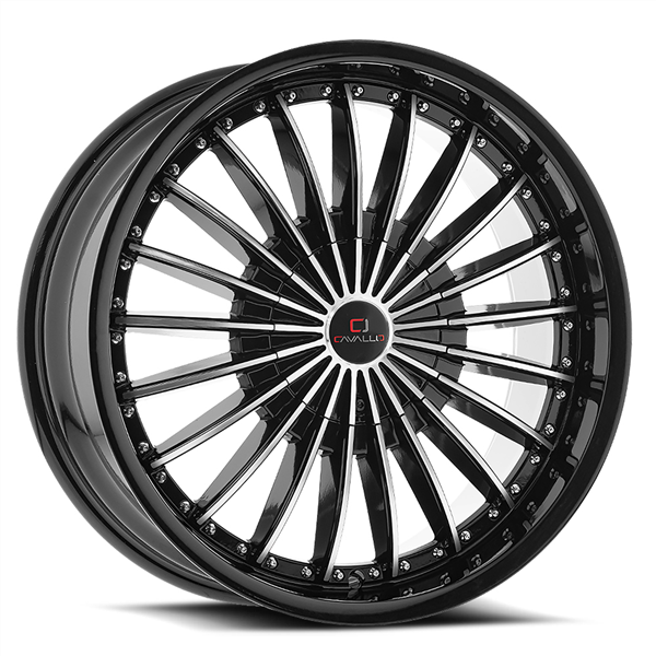 CAVALLO CLV-32 GLOSS BLACK MACHINED 20X8.5 5X112/5X4.5 +35 +74.1*NC*