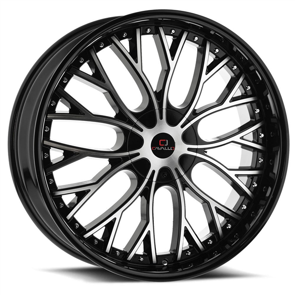 CAVALLO-CLV33 GLOSS BLACK/MACHINE 20X8.5 5X112/5X4.5 +35 +74.1 *NC*