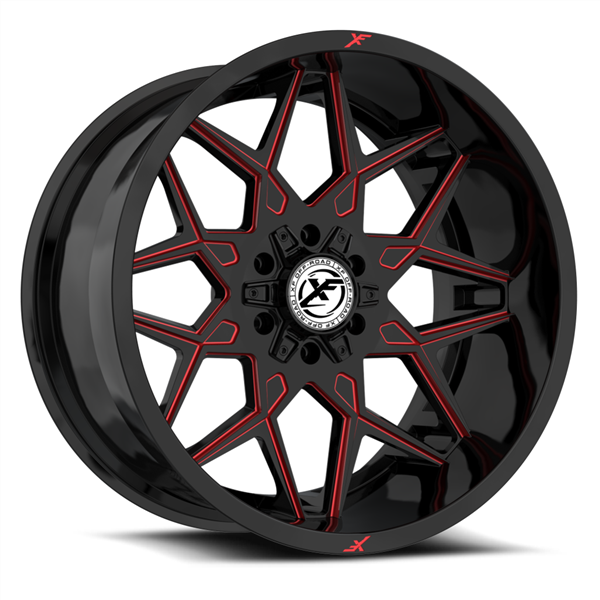 XF OFFROAD-XF238 20X9.0+12 6X135/6X139.7 C.B 106.4 GLOSS BLACK RED MILLED