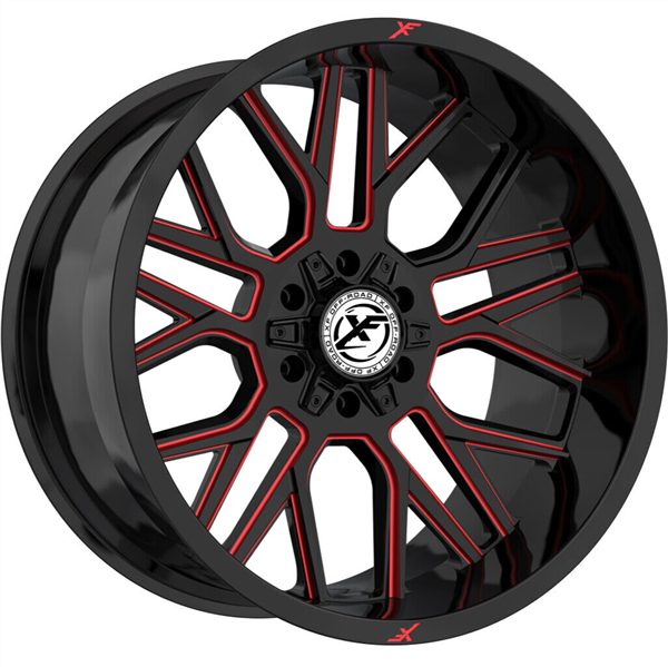 XF OFFROAD-XF235 20X10 6X135/6X139.7-24 C.B 106.4 GLOSS BLACK RED MILLED
