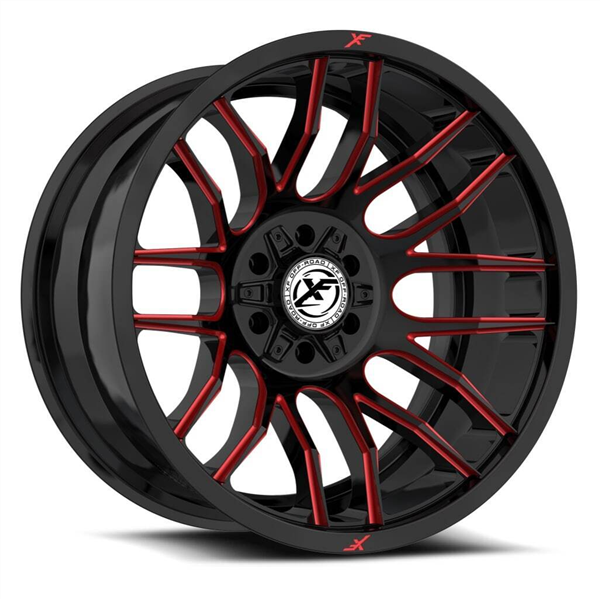 XF OFFROAD-XF232 20X10-12 5X127/5X139.7 C.B 78.1 GLOSS BLACK RED MILLED