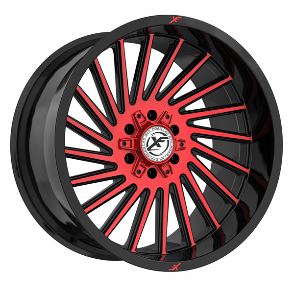 XF OFFROAD-XF239 20X10 5X127/5X139.7 -24 C.B 78.1 GLOSS BLACK MACHINED RED