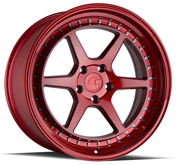 AODHAN-DS09 19X8.5 5X114.3 +35 + C.B 73.1 CANDY RED W/CHROME RIVETS *DUAL PHASE FORGING CONSTRUCTION