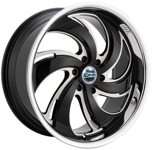 DNK 702 22X9.5 6X139.7 +25 C.B 87.1 GLOSS BLACK MILLED SS LIP