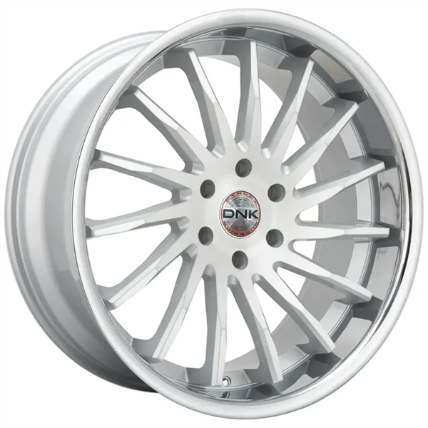 DNK 707 22X9.5 5X115 +15 C.B 74.2 BRUSHED FACE SILVER STAINLESS STEEL LIP