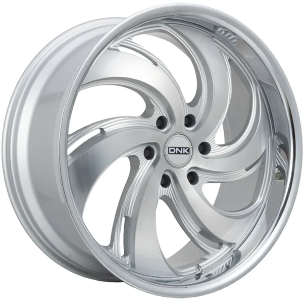 DNK 702 22X9.5 6X139.7 +25 C.B 87.1 BRUSHED FACE SILVER MILLED SS LIP