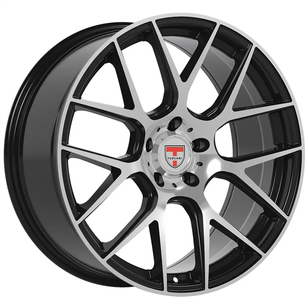 TUSCANI 204 20X9 5X114.3 +35 C.B 73.1 GLOSS BLACK WITH MACHINED SPOKE FACE