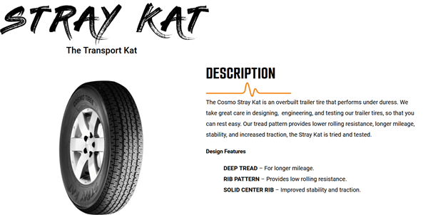 ST205/75R14 COSMO STRAY KAT TRAILER 105/101L 8PLY