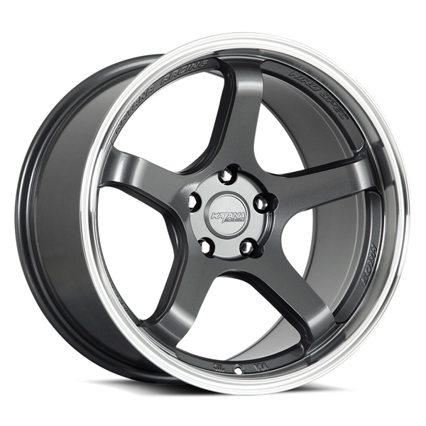 KATANA HR05 18X9.5 5X114.3 +38 C.B 73.1 GLOSS GUNMETAL MACHINED LIP