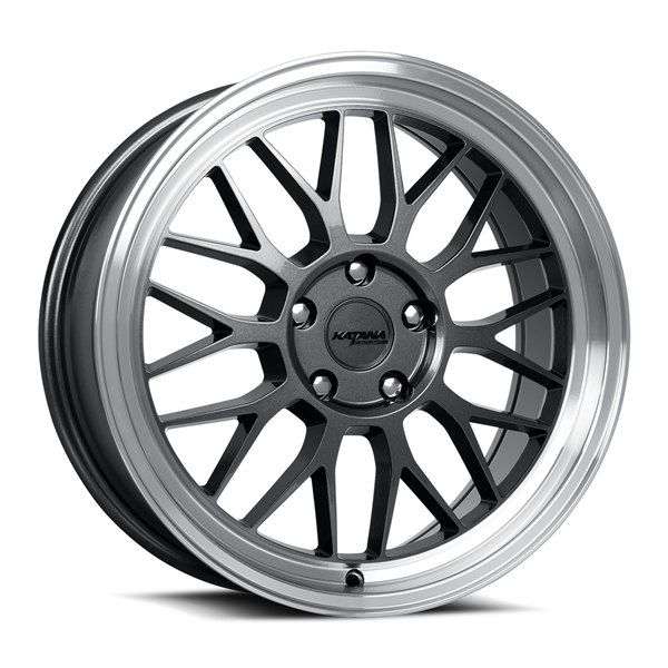 KATANA RACING 18X8 5X114.3 +40 C.B 73.1 GLOSSY GUN METAL MACHINE LIP