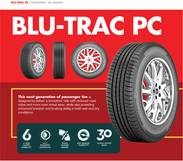 165/65R14 ARMSTRONG BLU-TRAC PC 79T 700-A-A 85K+ ROAD HAZARD