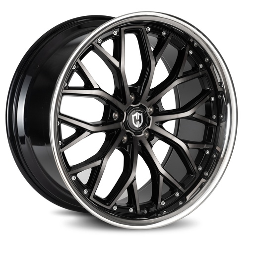 [CFF76-20851143573TBCL] CFF76 20x8.5 5x114.3 35 73.1 Gloss Black Machined Face Dark Tint Stainless Lip