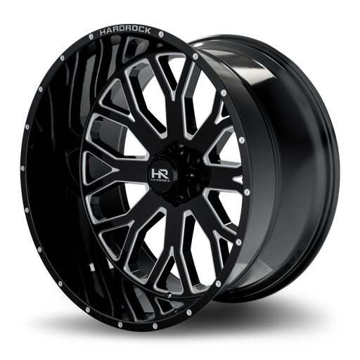 [H504-261481176BM] Slammer Xposed 26x14 8x165.1 -76 125.2 Gloss Black Milled