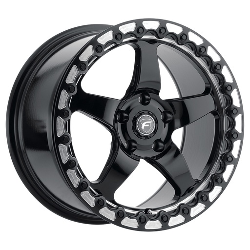 [F001B0067P25] 15x10 D5 Beadlock 5x114.3 ET25 BS6.5 Gloss Black Machined 78