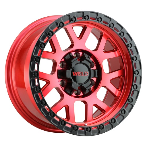 [W13379098500] 17x9 Cinch 6x135 6x139.7 ET00 BS5.00 Candy RED / Satin BLK Ring 106.1