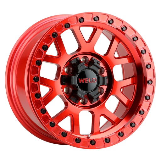 [W90579098450] 17x9 Cinch Bead Lock 6x135 6x139.7 ET-12 BS4.50 Candy RED / RED Ring 106.1