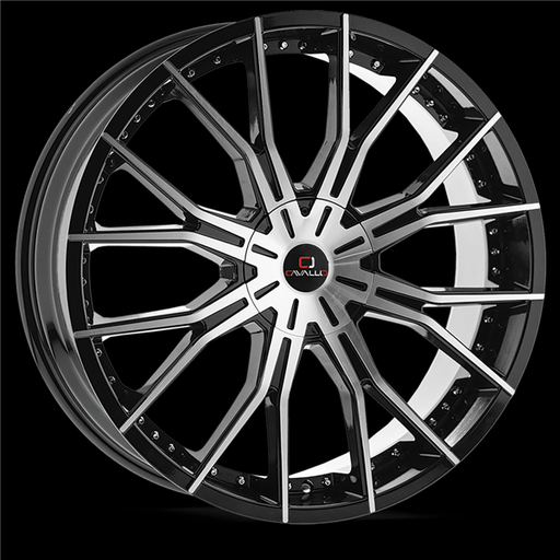 [CLV-36228551121143+38BM] CAVALLO CLV-36 GLOSS BLACK & MACHINED 22X8.5 5X112/5X4.5 +38 +74.1 *NC*
