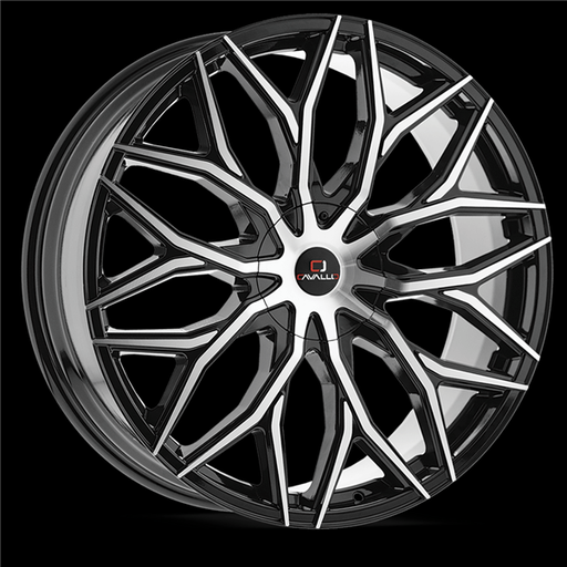 [CLV-37228551121143+38BM] CAVALLO CLV-37 GLOSS BLACK & MACHINED 22X8.5 5X112/5X4.5 +38 +74.1 *NC*