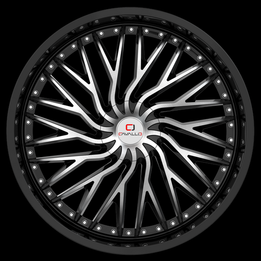 [CLV-43208551081143+35BM] CAVALLO CLV-43 GLOSS BLACK & MACHINED 20X8.5 5X108/5X114.3 +35 74.1 *NC*