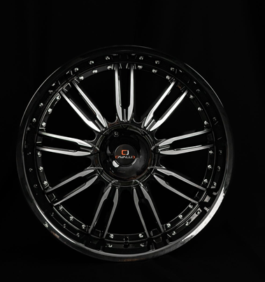 [CLV-54208551081143+35BM] CAVALLO CLV-54 GLOSS BLACK & MACHINED 20X8.5 5X108/5X114.3 +35 74.1 *NC*