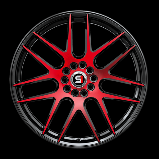 [SP-651782342BMR] SPEC-1 SP-65 GLOSS BLACK & RED MACHINED 17X8.0 5X100/5X4.5 +42 +73.1 *NC*
