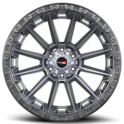 [601201057-12MTBR] VORTEK VRT-601 SPARTAN MATTE TITANIUM WITH BLACK BEAD RING 20X10 6X135/6X139.7 -12 106.1 *NC*