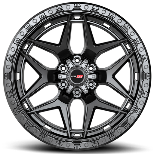 [603201257-44MTBR] VORTEK VRT-603 ATHENO MATTE TITANIUM WITH BLACK BEAD RING 20X12 6X135/6X139.7 -44 106.1 *NC*