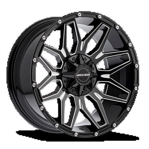 [W825200050-18GBMW] WICKED-OFFROAD W825 GLOSS BLACK MILLED 20X10 5X5/5X5.5 -18 +87.1
