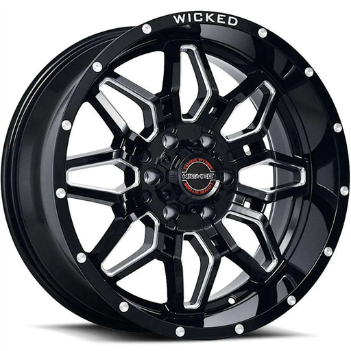 [W909B200880-24GBMW] WICKED-OFFROAD W909 GLOSS BLACK MILLED 20X10 8X180 -24 +125.2