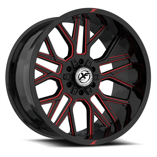 [XF-235201081651180-12GBRM] XF OFF-ROAD XF-235 GLOSS BLACK & RED MILLED 20X10 8X165.1/8X180 -12 +125.2 *NC*