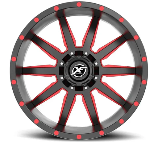 [XF-219189051397150+12GBRM] XF OFFROAD XF-219 GLOSS BLACK & RED MILLED 18X9 5X139.7/5X150 +12 110.3 *NC*