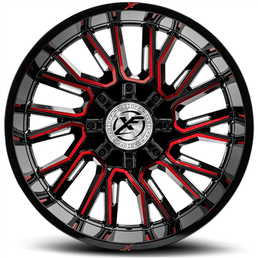 [XF-2301790570BMR] XF OFFROAD XF-230 GLOSS BLACK & RED MACHINED 17X9 6X135/6X139.7 +0 106.4 *NC*