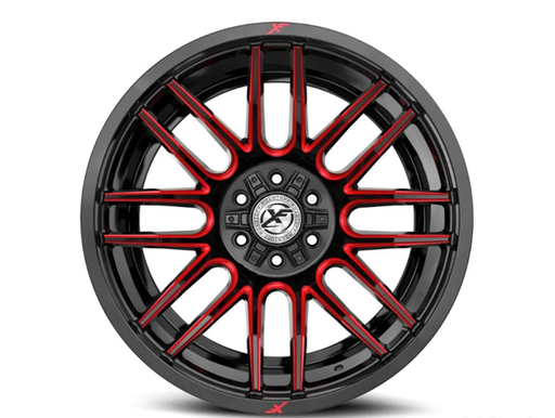 [XF-23217905712GBRM] XF OFFROAD XF-232 GLOSS BLACK & RED MILLED 17X9 6X135/6X139.7 +12 106.4 *NC*