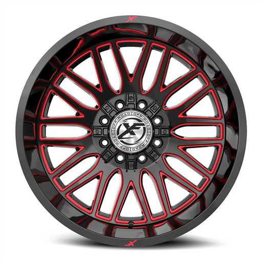 [XF-24017904312GBRM] XF OFFROAD XF-240 GLOSS BLACK & RED MILLED 17X9 5X127/5X139.7 +12 78.1 *NC*