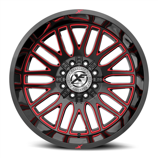 [XF-240209081651170+12GBRM] XF OFFROAD XF-240 GLOSS BLACK & RED MILLED 20X9 8X165.1/8X170 +12 125.2 *NC*