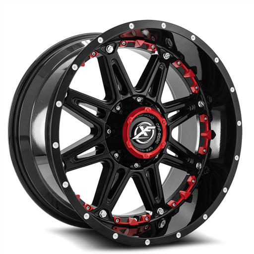 [XF217GBR2051-12] XF OFFROAD-XF217 GLOSS BLACK/RED INSERTS 20X10 6X135/6X5.5 -12 +108