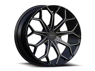 [CLV-22228551143120+38GBM] CAVALLO CLV-22 GLOSS BLACK & MILLED 22X8.5 5X4.5/5X4.75 +38 +74.1 *NC*