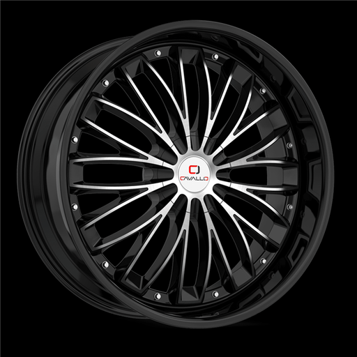 [CLV-42228551121143+38BM] CAVALLO CLV-42 GLOSS BLACK & MACHINED 22X8.5 5X112/5X114.3 +38 +74.1 *NC*
