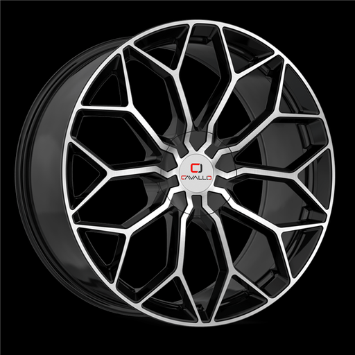 [CLV-442295BLANK+18BM] CAVALLO CLV-44 GLOSS BLACK & MACHINED 22X9.5 BLANK 5X/6X +18 +78.1 *NC*