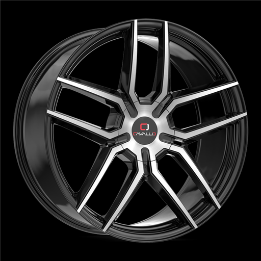 [CLV-55228551121143+38BM] CAVALLO CLV-55 GLOSS BLACK & MACHINED 22X8.5 5X112/5X4.5 +38 +74.1 *NC*
