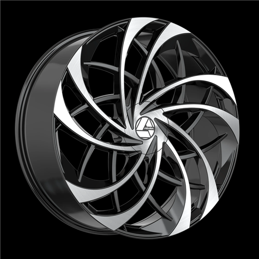 [AZA-54020853235BM] AZARA AZA-540 GLOSS BLACK & MACHINED 20X8.5 5X4.25/5X4.5 +35 +74.1 *NC*