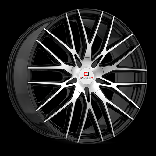 [CLV-4522955115120+15BM] CAVALLO CLV-45 GLOSS BLACK & MACHINED 22X9.5 5X115/5X120 +15 +74.1 *NC*