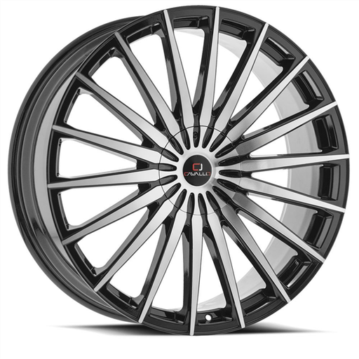 [CLV-34228551143120+38BM] CAVALLO-CLV34 GLOSS BLACK/MACHINE 22X8.5 5X4.5/5X4.75 +38 +74.1 *NC*