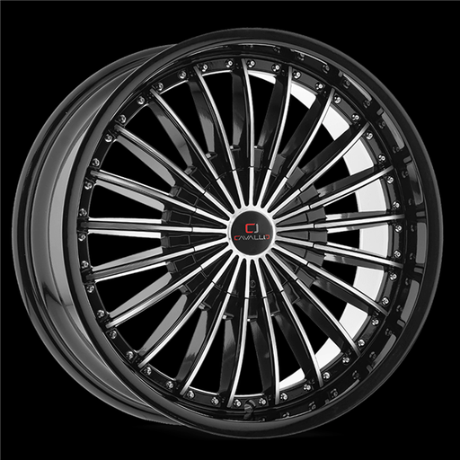 [CLV-32208551143120+35BM] CAVALLO CLV-32 GLOSS BLACK & MACHINED 20X8.5 5X4.5/5X4.75 +35 +74.1 *NC*